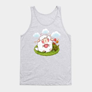 Cute Sheep Enjoys the Day Tank Top